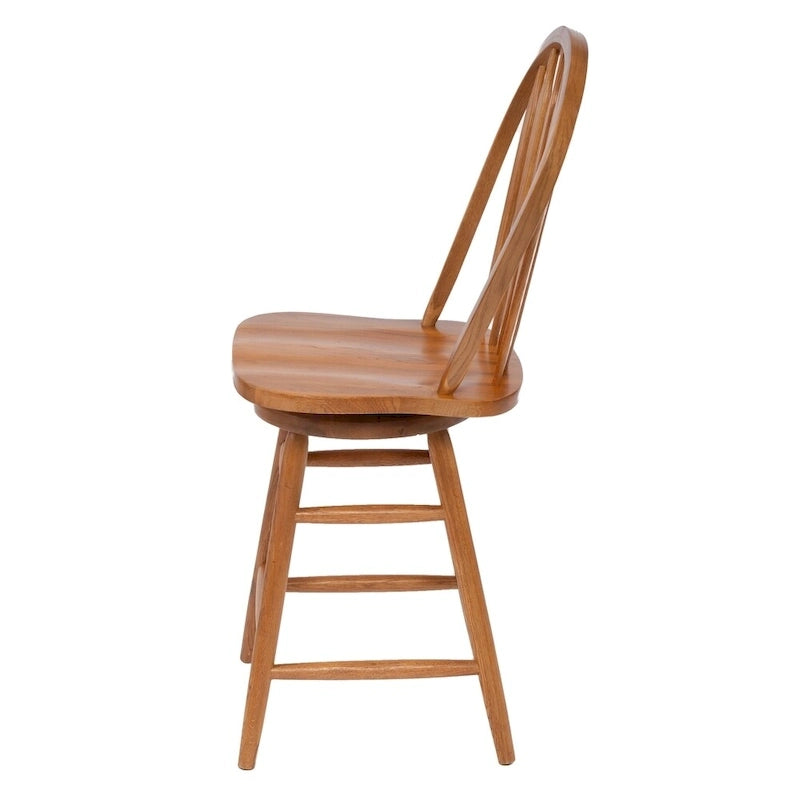 Tabouret de bar pivotant Windsor en chêne massif moyen