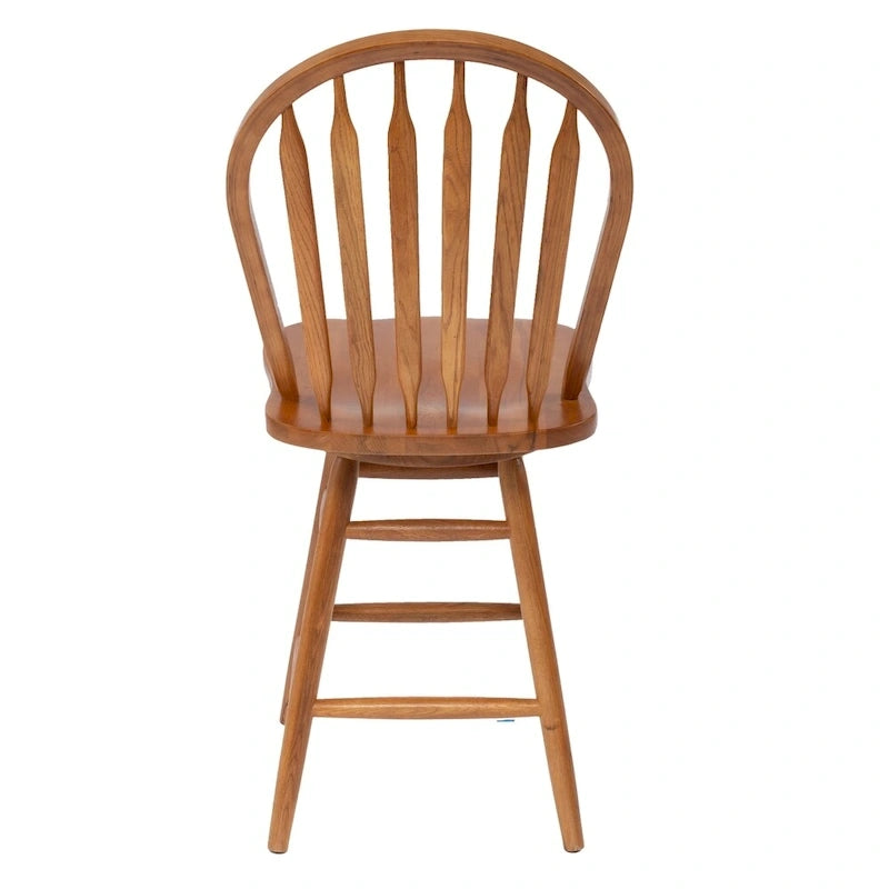 Tabouret de bar pivotant Windsor en chêne massif moyen