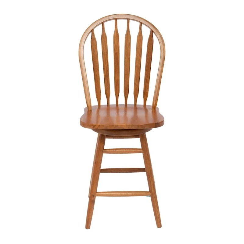 Tabouret de bar pivotant Windsor en chêne massif moyen