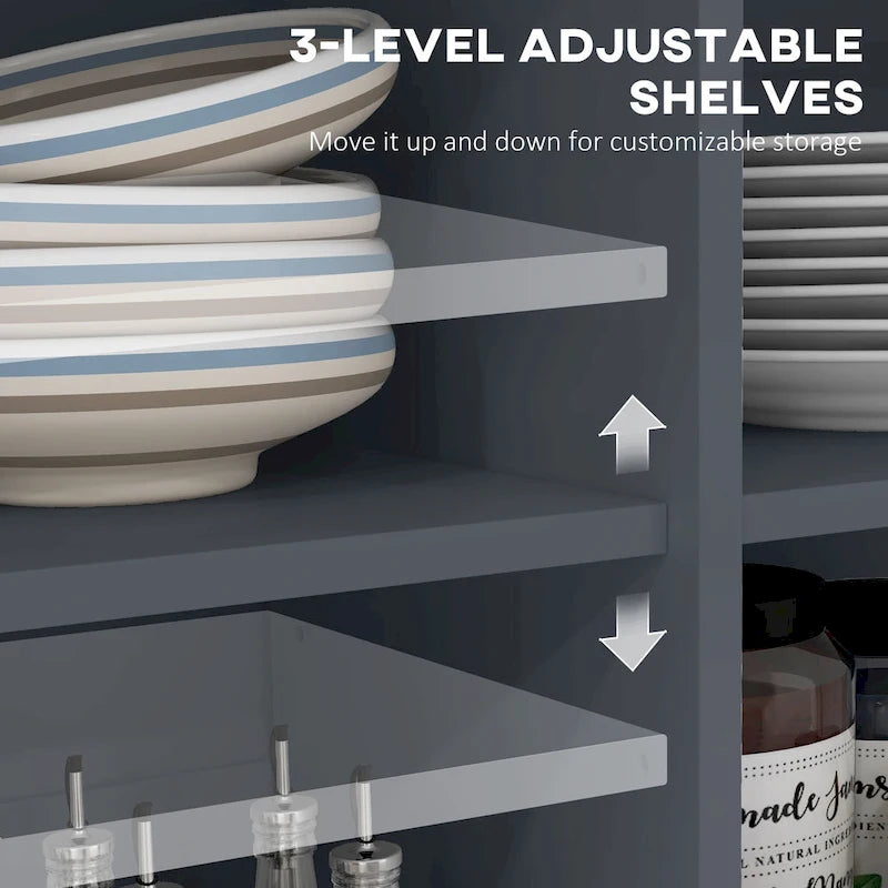 Îlot de cuisine roulant HOMCOM avec abattant et comptoir-bar en bois, desserte de cuisine de style campagnard avec 2 tiroirs, gris foncé