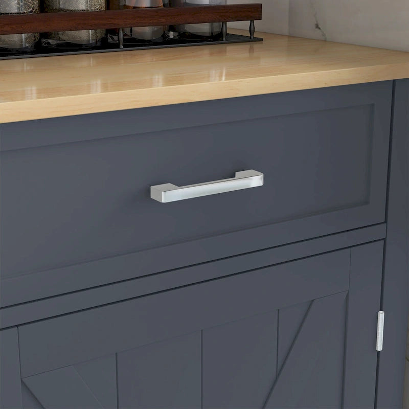 Îlot de cuisine roulant HOMCOM avec abattant et comptoir-bar en bois, desserte de cuisine de style campagnard avec 2 tiroirs, gris foncé