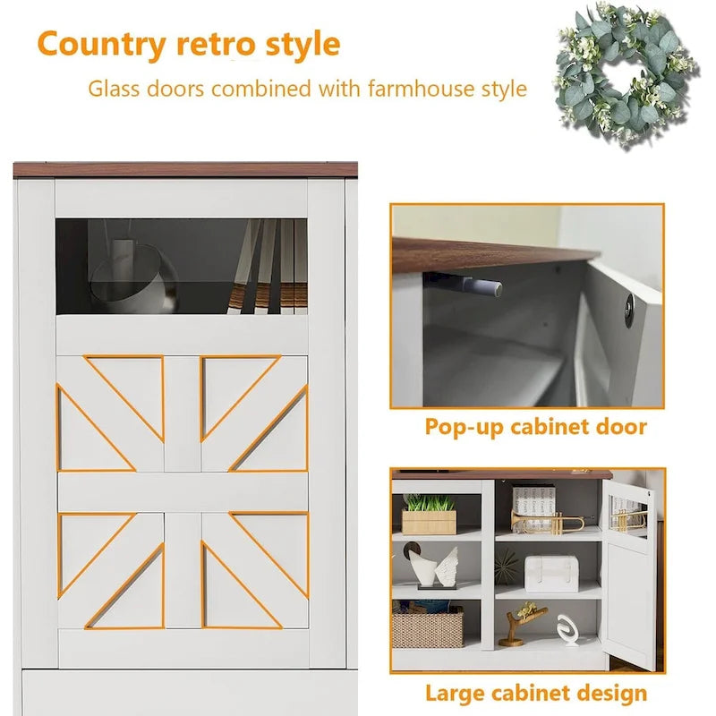 Meuble TV avec double porte coulissante de style grange et placards de rangement