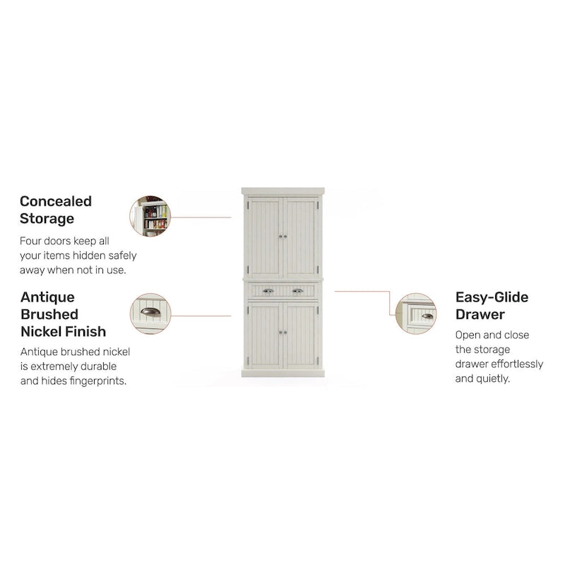 Garde-manger Homestyles Nantucket blanc cassé sablé à quatre portes - Non disponible