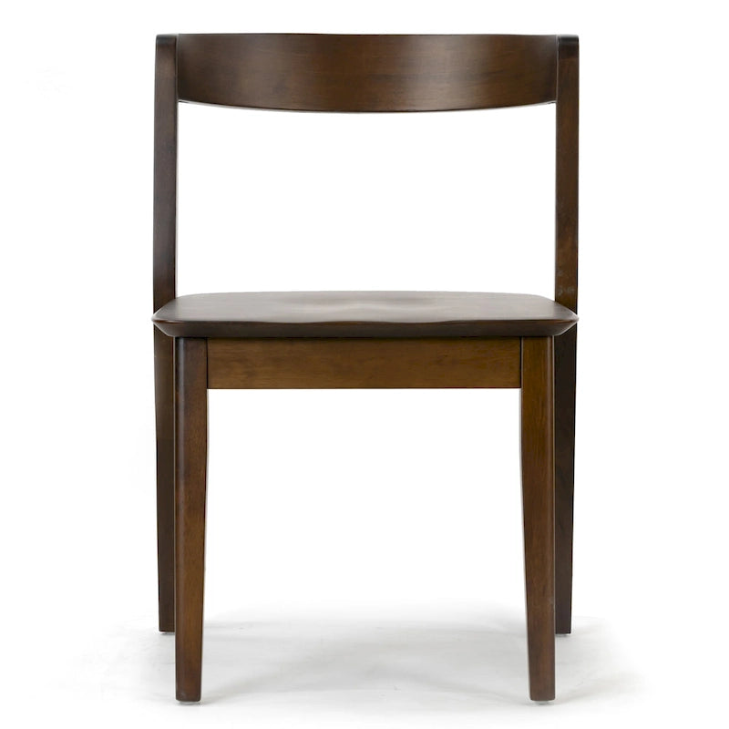 Ensemble de 2 chaises Astor en bois massif marron foncé avec dossier incurvé