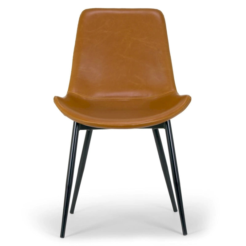 Chaise de salle à manger moderne Alary en similicuir marron caramel (lot de 2)