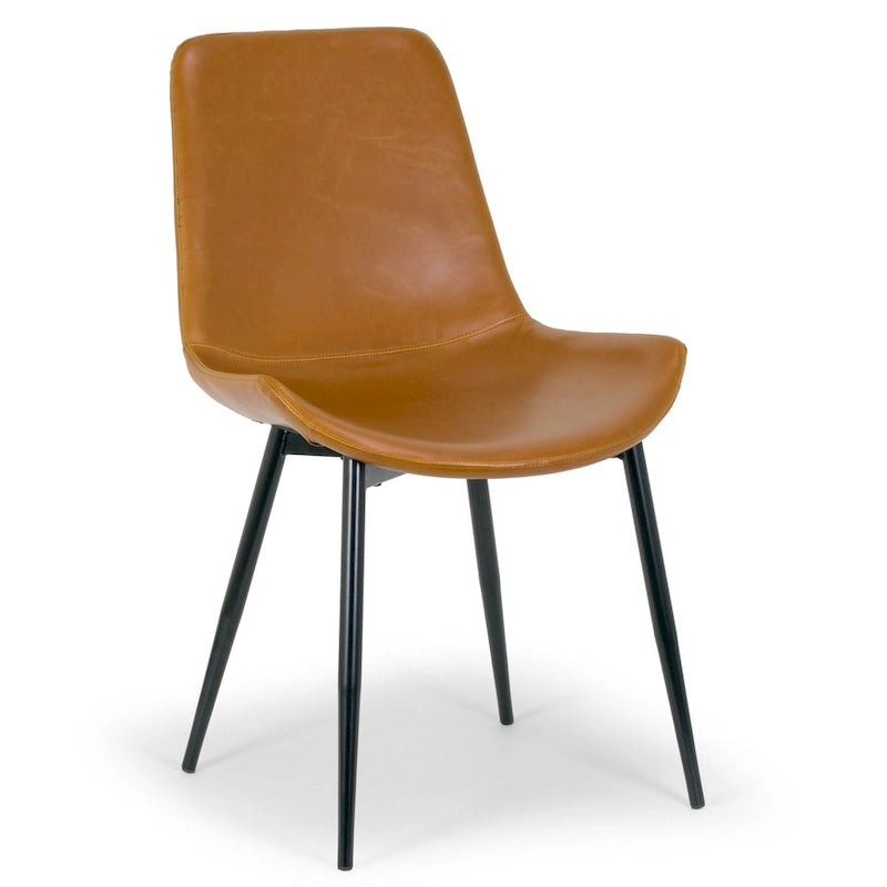 Chaise de salle à manger moderne Alary en similicuir marron caramel (lot de 2)