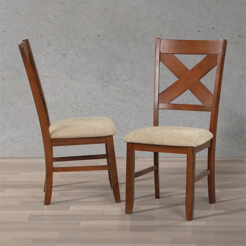 Ensemble de salle à manger 9 pièces Roundhill Furniture Karven Wood, table extensible à tréteaux et 8 chaises, noisette foncé