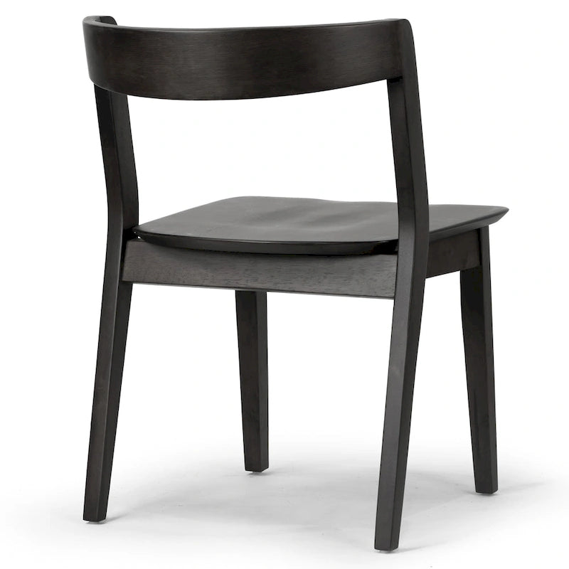 Ensemble de 2 chaises Astor en bois massif noir avec dossier incurvé