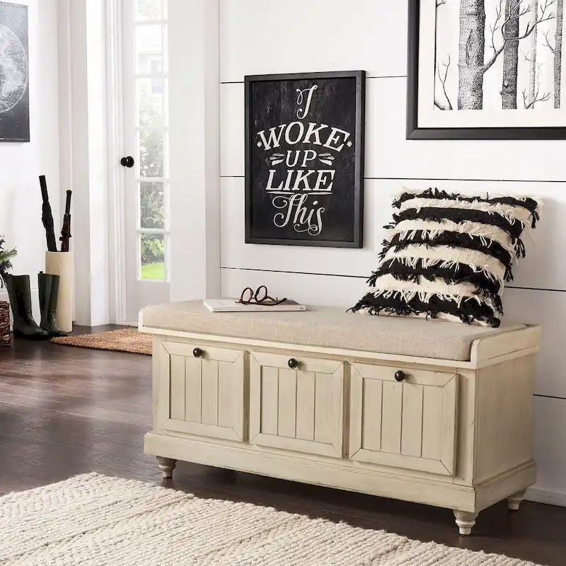 Banc de rangement Granger avec coussin d'assise en lin par iNSPIRE Q Classic