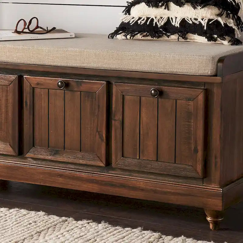 Banc de rangement Granger avec coussin d'assise en lin par iNSPIRE Q Classic