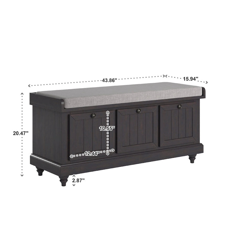 Banc de rangement Granger avec coussin d'assise en lin par iNSPIRE Q Classic