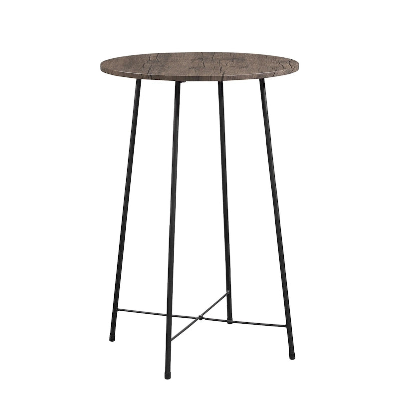 Table de bar ronde de 35,4 cm de haut, style industriel, plateau en bois, idéale pour bistro, pub ou petit-déjeuner.