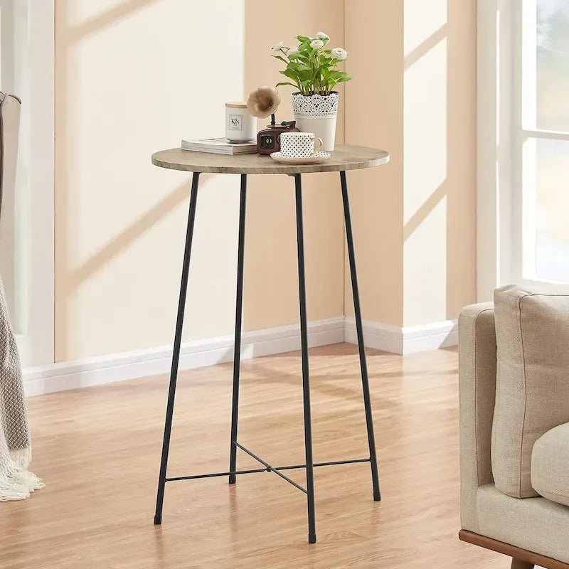 35.4 High Round Bar Table, Industrial Style Wood Top Bistro Pub/Breakfast Table