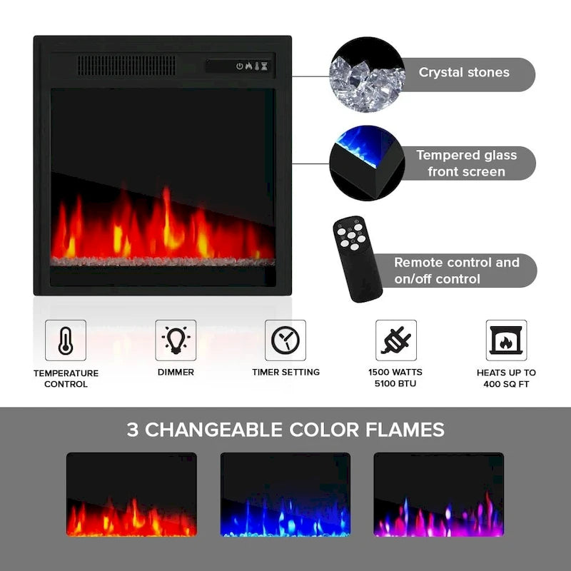 Cheminée électrique Manhattan, meuble TV moderne de 58 pouces