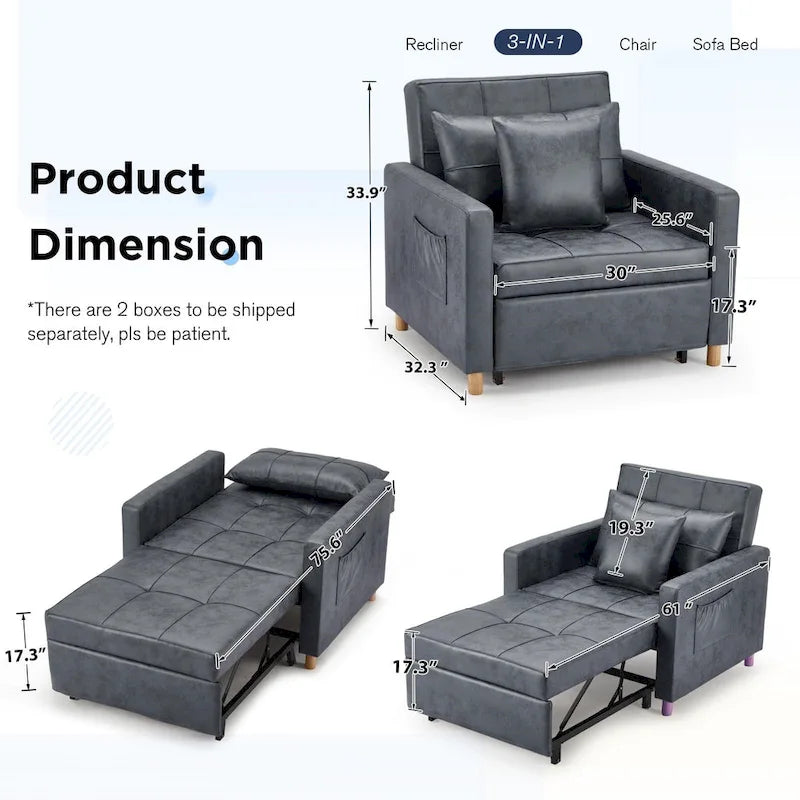 Fauteuil-lit convertible 3 en 1 AECOJOY