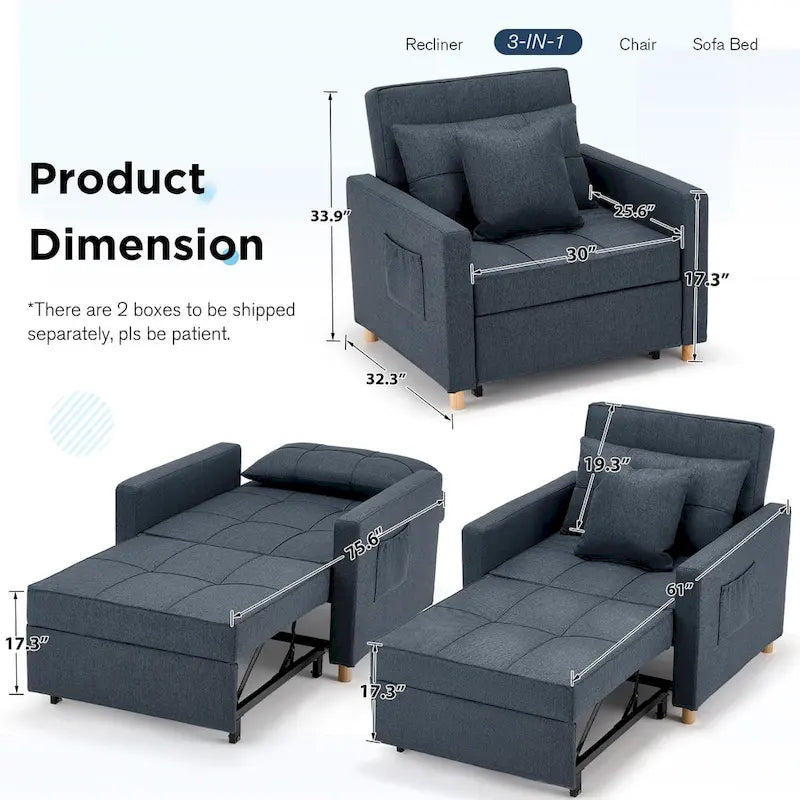 Fauteuil-lit convertible 3 en 1 AECOJOY