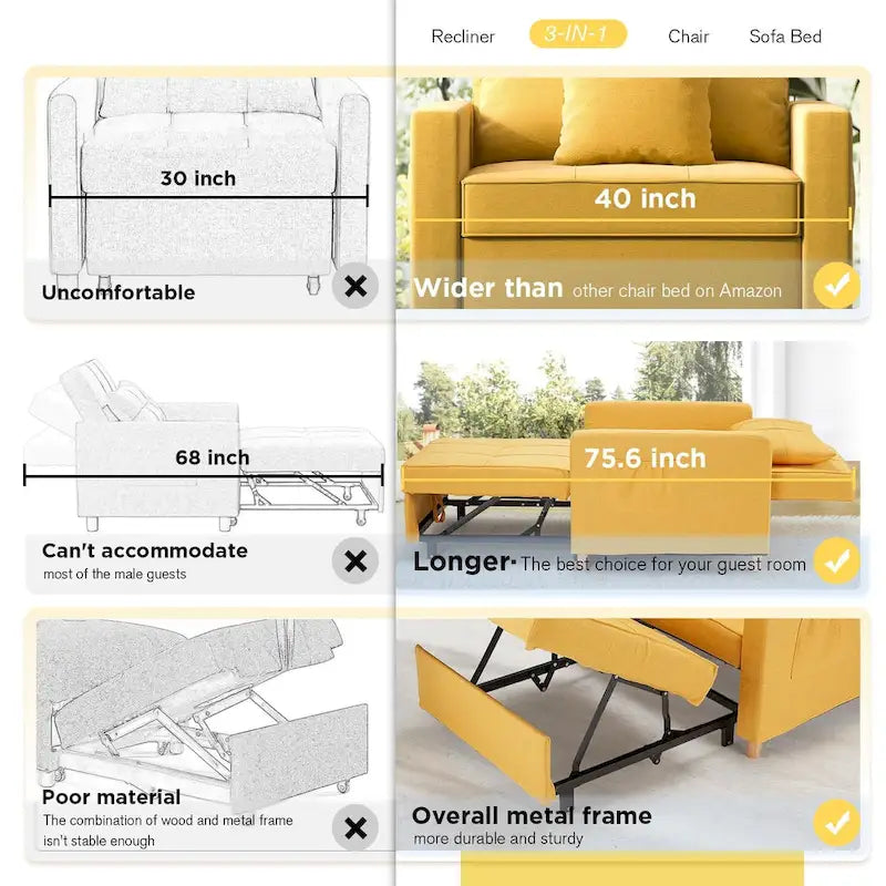 Fauteuil-lit convertible 3 en 1 AECOJOY