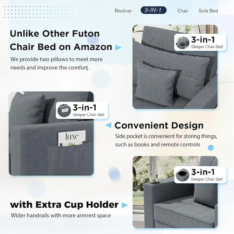 Fauteuil-lit convertible 3 en 1 AECOJOY