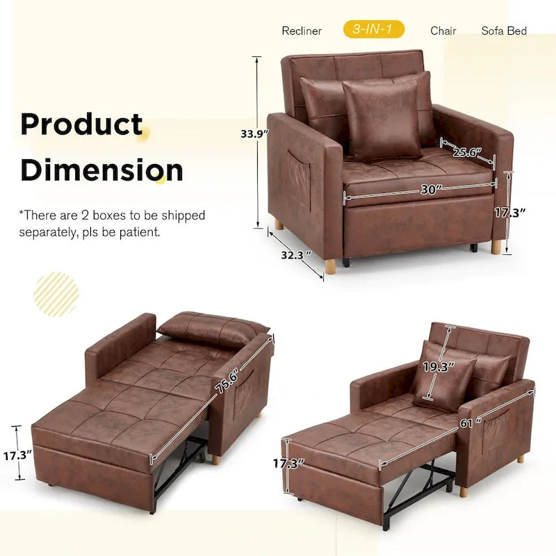 Fauteuil-lit convertible 3 en 1 AECOJOY