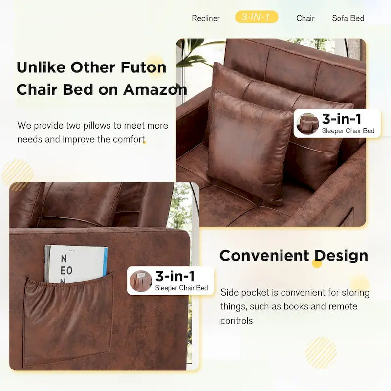 Fauteuil-lit convertible 3 en 1 AECOJOY