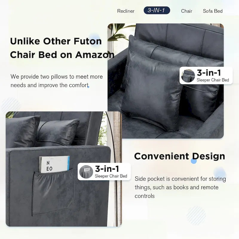 Fauteuil-lit convertible 3 en 1 AECOJOY