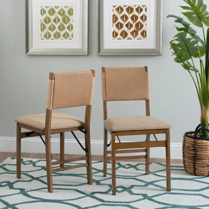 Chaises de salle à manger pliantes en corde de bois Imperial (lot de 2)