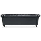 Canapé Chesterfield capitonné en similicuir avec accoudoirs roulés (84,65)