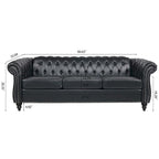 Canapé Chesterfield capitonné en similicuir avec accoudoirs roulés (84,65)