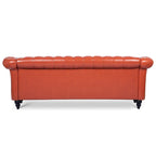 Canapé Chesterfield capitonné en similicuir avec accoudoirs roulés (84,65)