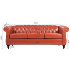 Canapé Chesterfield capitonné en similicuir avec accoudoirs roulés (84,65)