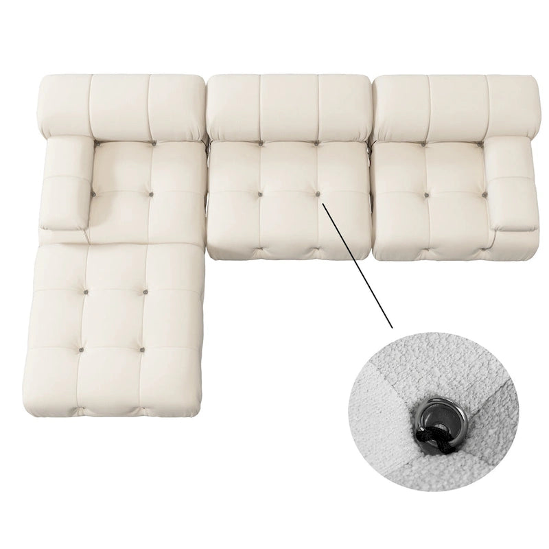 Canapé d'angle modulaire grand format, revêtu de velours moderne