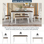 Ensemble de salle à manger 6 pièces avec table, 4 chaises et un banc