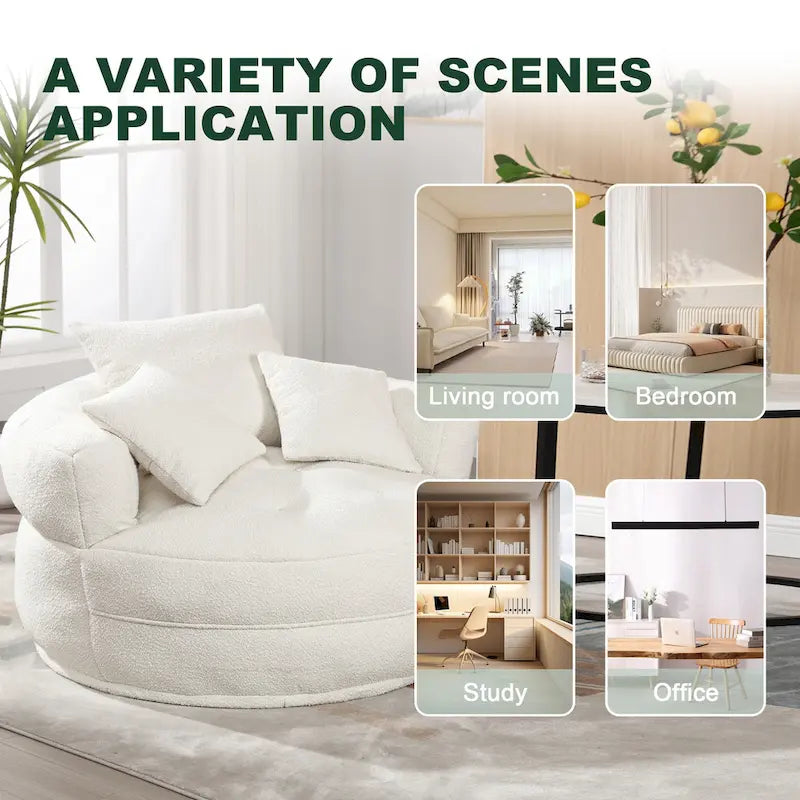 Canapé d'intérieur circulaire large et fauteuil relax