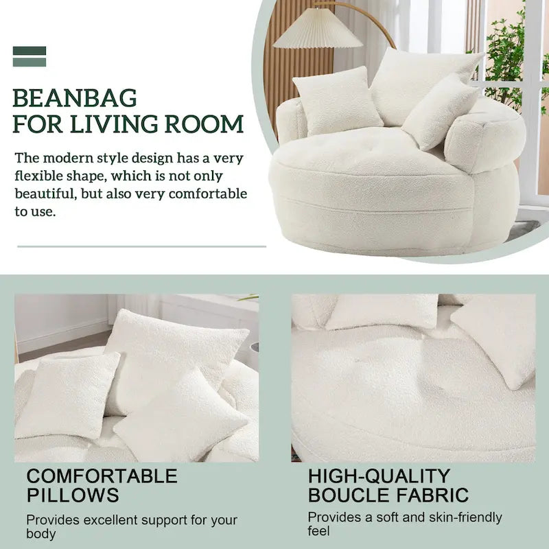 Canapé d'intérieur circulaire large et fauteuil relax