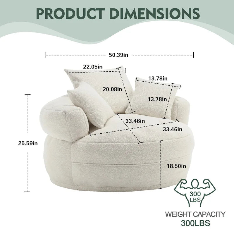 Canapé d'intérieur circulaire large et fauteuil relax