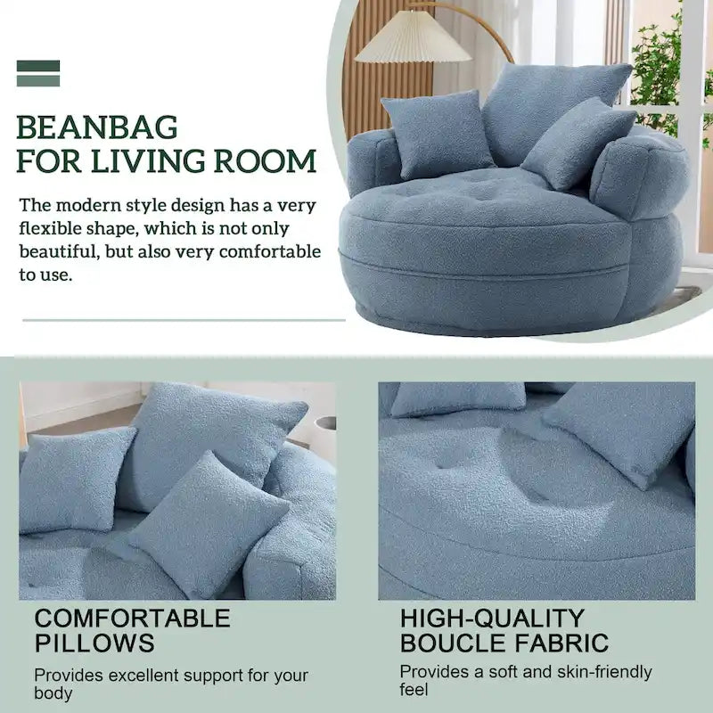 Canapé d'intérieur circulaire large et fauteuil relax