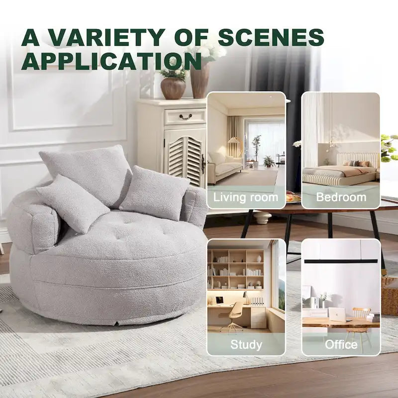 Canapé d'intérieur circulaire large et fauteuil relax