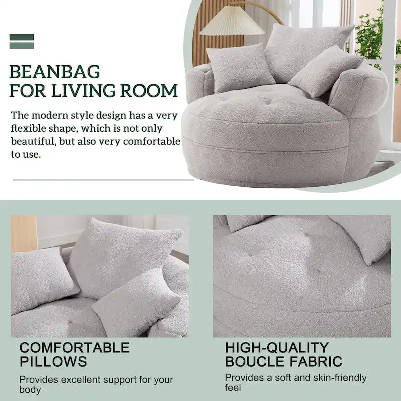 Canapé d'intérieur circulaire large et fauteuil relax