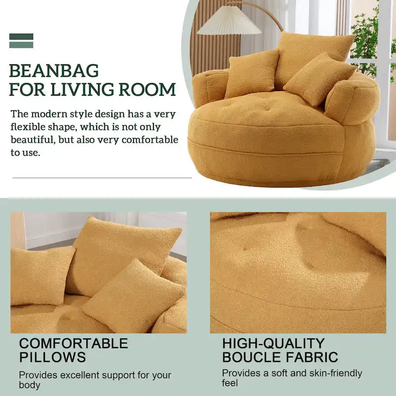 Canapé d'intérieur circulaire large et fauteuil relax