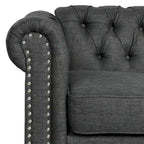 Ensemble Chesterfield capitonné Morden Fort, canapé 2 pièces, tissu lin, pour salon