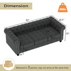 Ensemble Chesterfield capitonné Morden Fort, canapé 2 pièces, tissu lin, pour salon