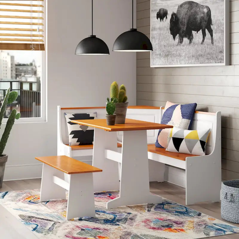 Middlecreek Wood Farmhouse Breakfast Nook Dining Set