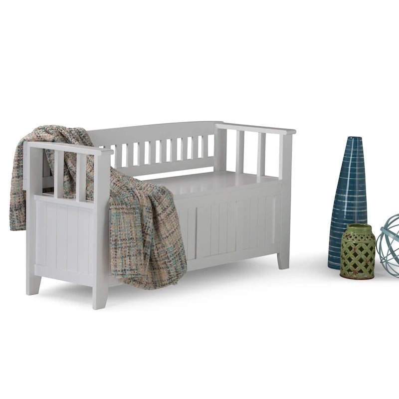 Banc de rangement d'entrée WYNDENHALL Normandy en bois massif de 122 cm (48 pouces)