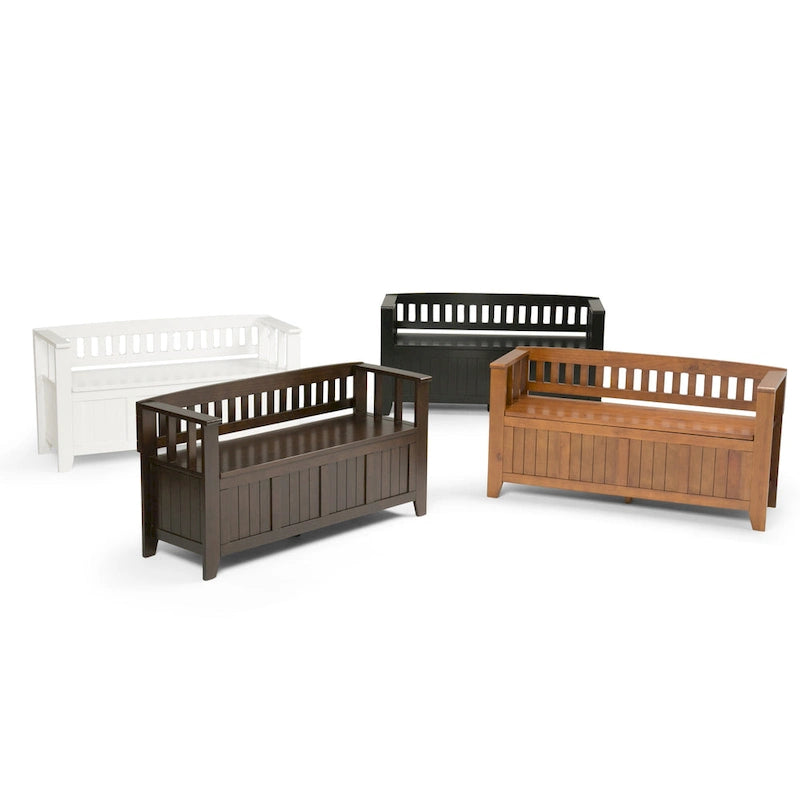 Banc de rangement d'entrée WYNDENHALL Normandy en bois massif de 122 cm (48 pouces)