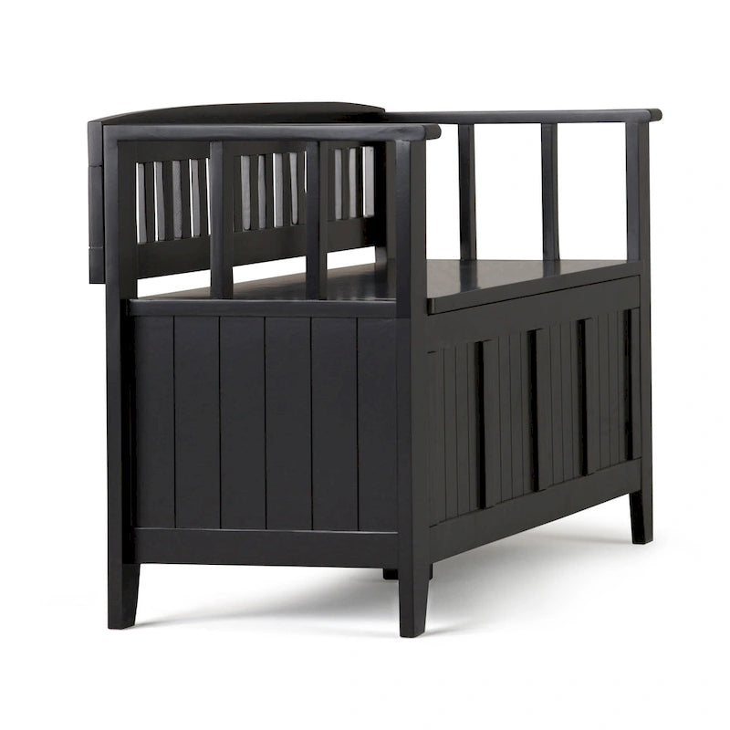 Banc de rangement d'entrée WYNDENHALL Normandy en bois massif de 122 cm (48 pouces)