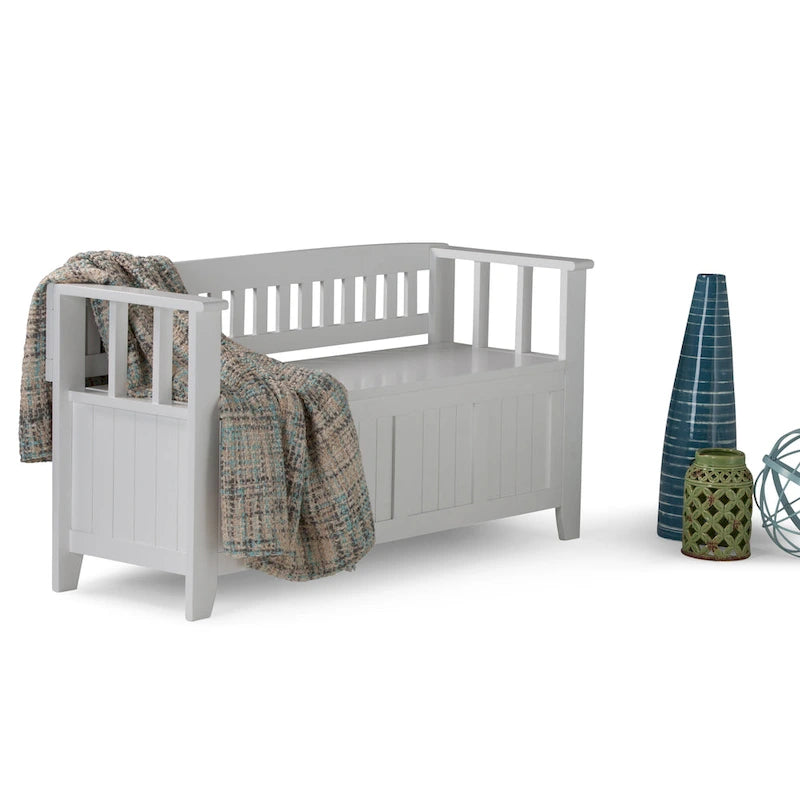 Banc de rangement d'entrée WYNDENHALL Normandy en bois massif de 122 cm (48 pouces)