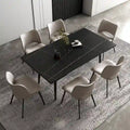 7 Piece 62.9 inch to 94.4 inch Extendable Dining Table Set with Sintered Stone Top 6 Chairs