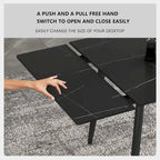 Ensemble de salle à manger extensible 7 pièces (de 62,9 pouces à 94,4 pouces) avec plateau en pierre frittée et 6 chaises