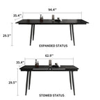 Ensemble de salle à manger extensible 7 pièces (de 62,9 pouces à 94,4 pouces) avec plateau en pierre frittée et 6 chaises