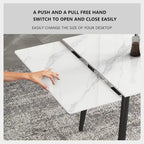 Ensemble de salle à manger extensible 7 pièces (de 62,9 pouces à 94,4 pouces) avec plateau en pierre frittée et 6 chaises